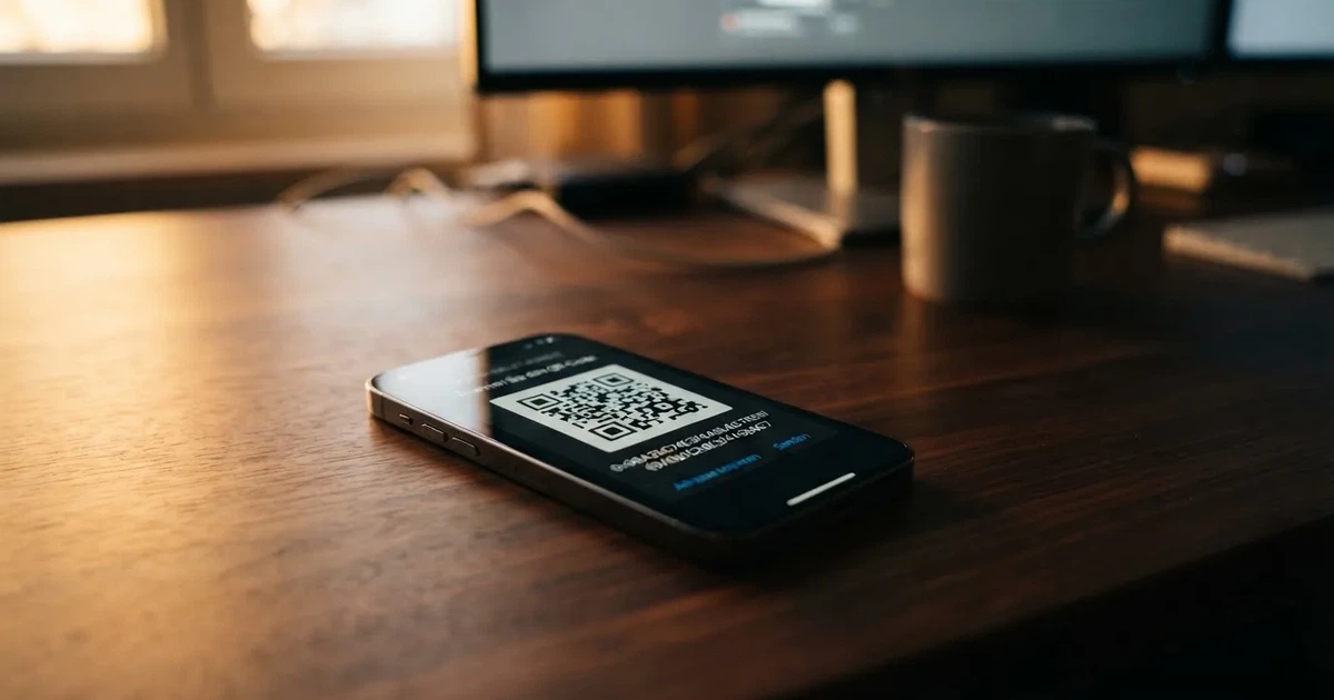 Nahaufnahme eines Smartphone-Bildschirms mit einer digitalen Wallet-Adresse und einem QR-Code.