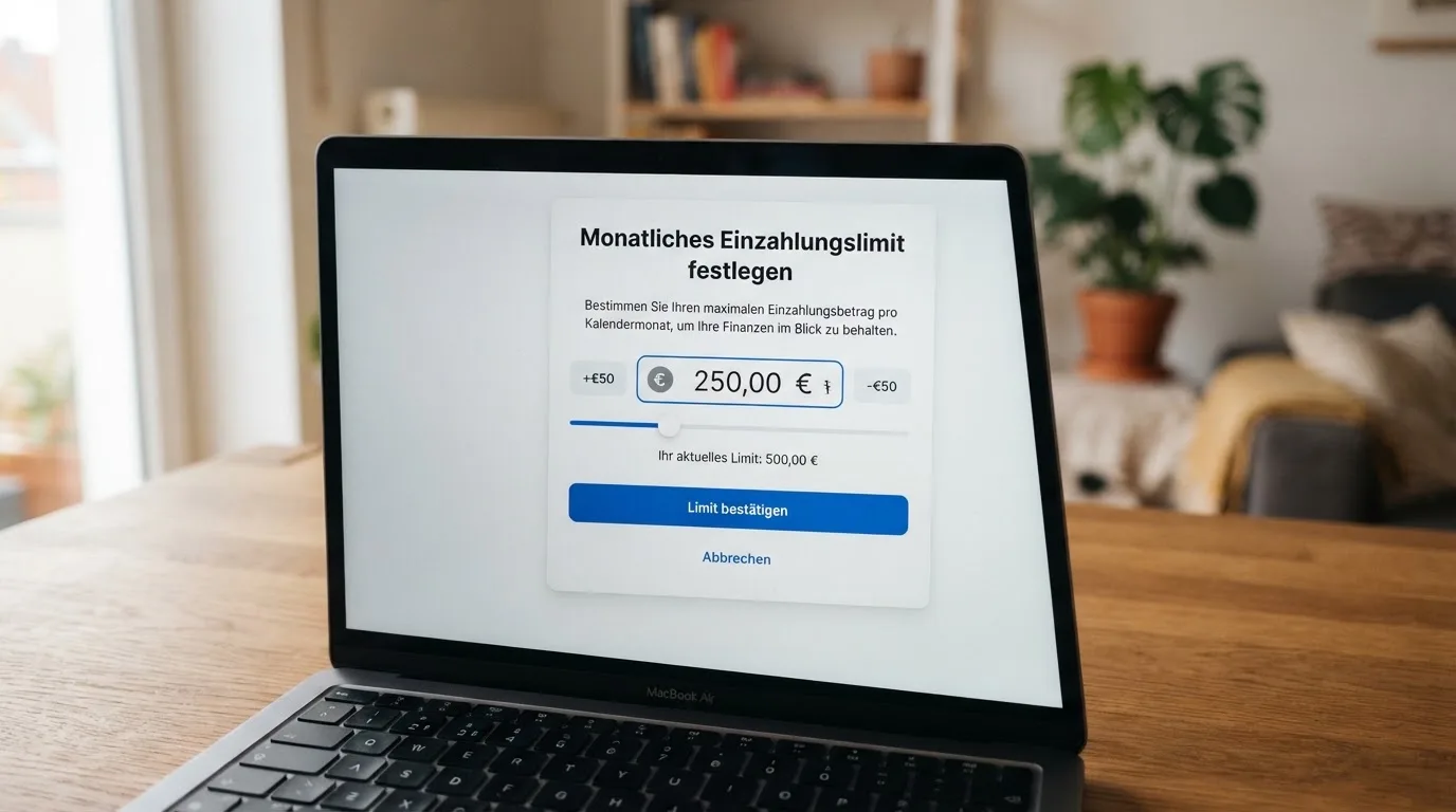 Bildschirmausschnitt eines Formulars zur Festlegung eines monatlichen Einzahlungslimits.