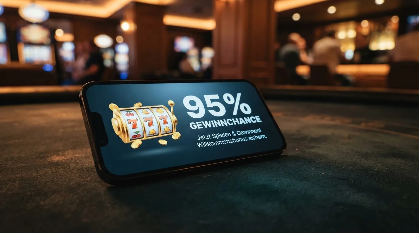 Nahaufnahme eines Bildschirms mit einer Prozentangabe neben einem Spielautomaten-Symbol.