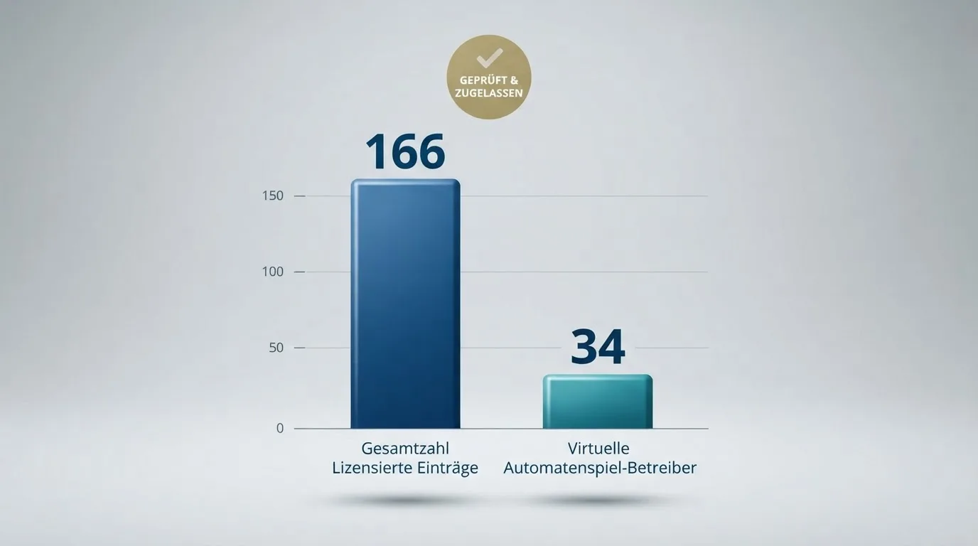 Nahaufnahme einer gedruckten Anbieterliste neben einem amtlichen Prüfsiegel.