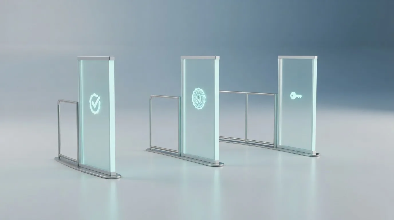 Schematische Darstellung eines Zulassungsprozesses mit mehreren Prüfstationen.