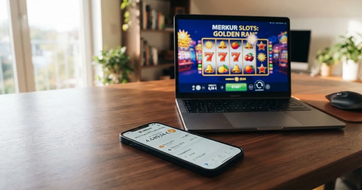 Smartphone-Bildschirm zeigt eine Kryptowährungs-Wallet mit einem BNB-Guthaben neben einem Laptop mit einer Casino-Weboberfläche.